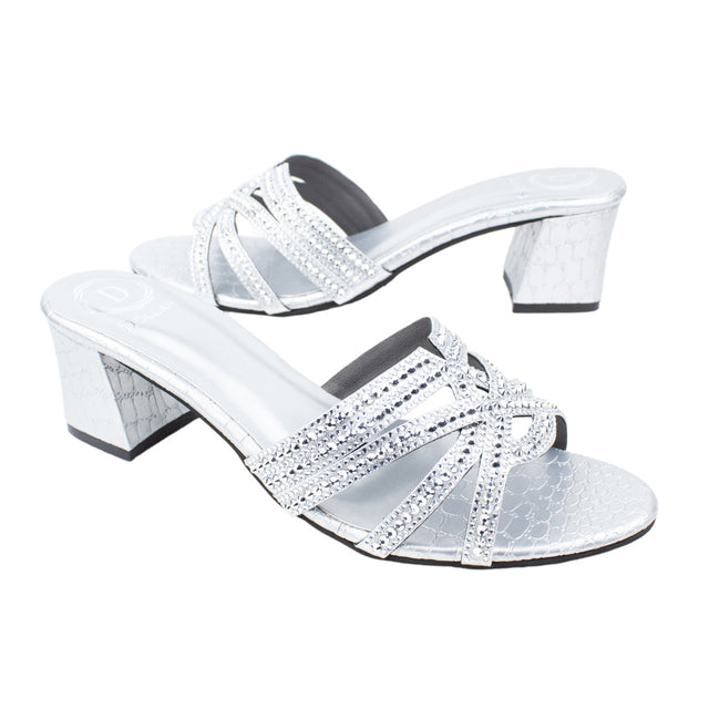 Nada Weekend-ready Silver Block Heel Sandals