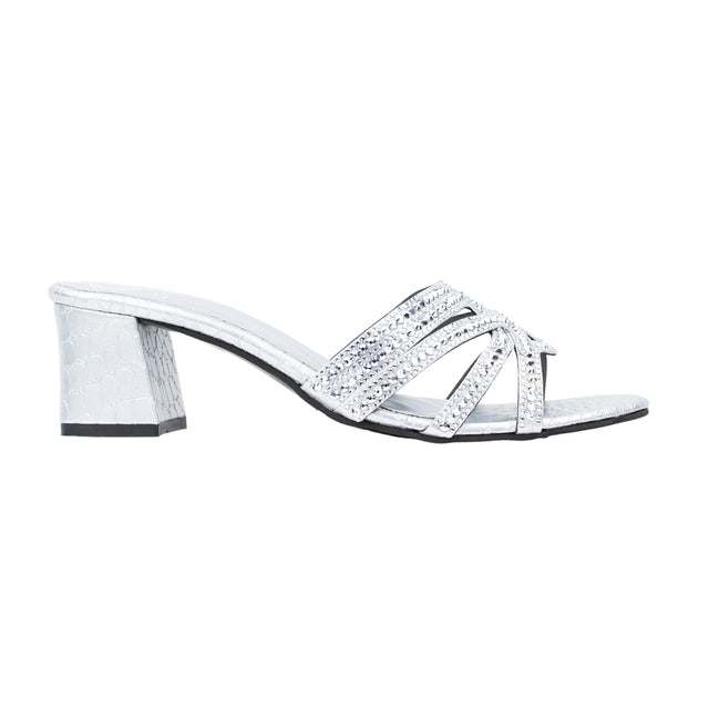 Nada Weekend-ready Silver Block Heel Sandals
