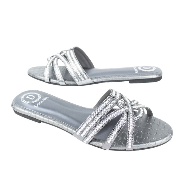 Nada Sleek Grey Flat Slippers