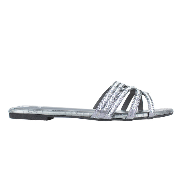 Nada Sleek Grey Flat Slippers