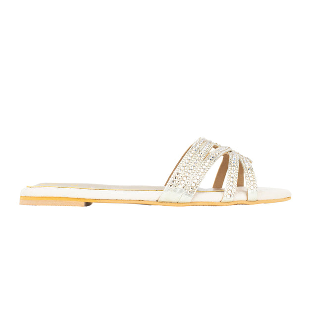 Nada Handmade Cream Flat Slippers