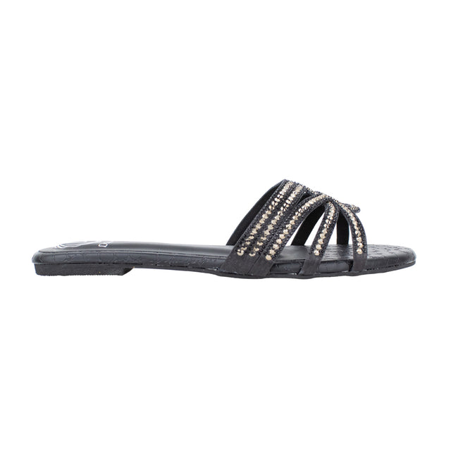 Nada Elegant Black Flat Slippers