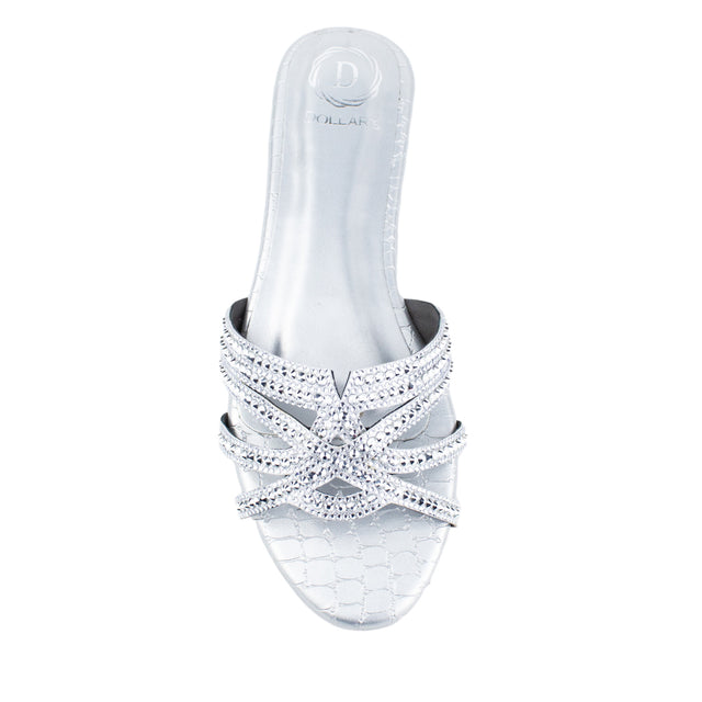 Nada Handcrafted Silver Flat Slippers
