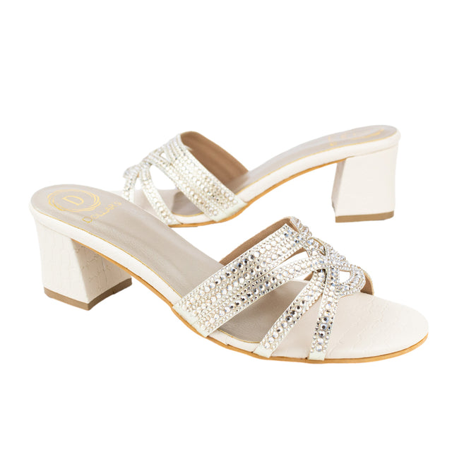 Nada Classic Cream Block Heel Sandals