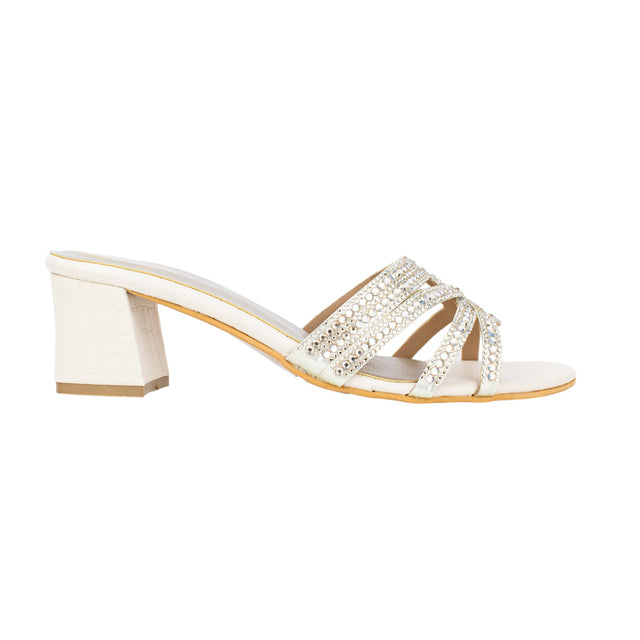 Nada Classic Cream Block Heel Sandals