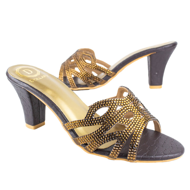 Leila Stylish Brown Pencil Heel Sandals
