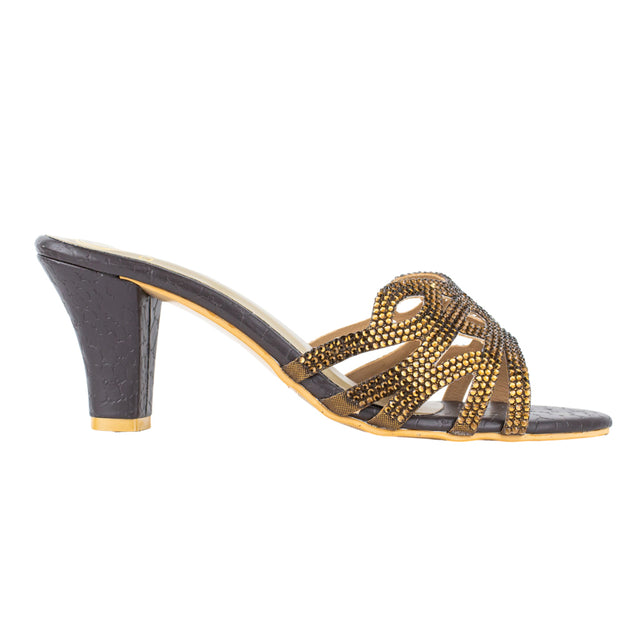 Leila Stylish Brown Pencil Heel Sandals