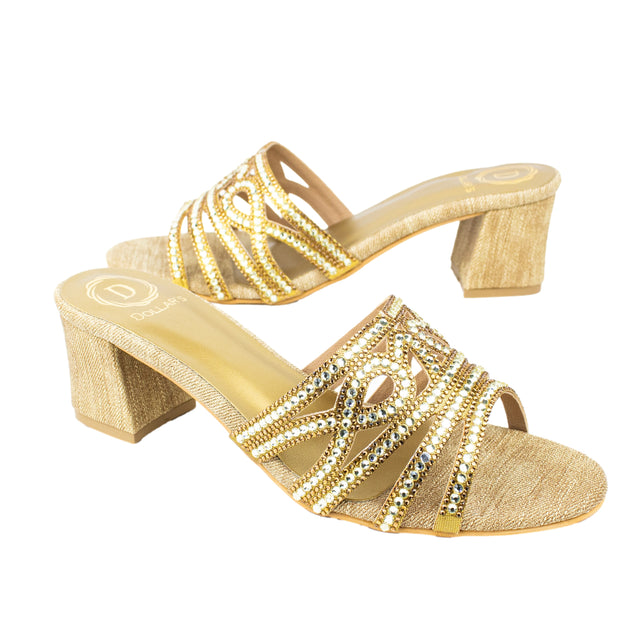 Edgy Bronze Block Heel Sandals