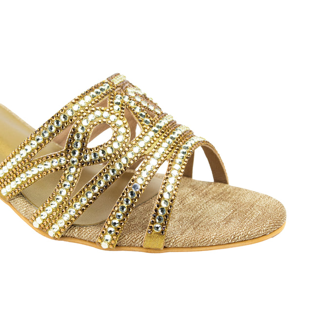 Edgy Bronze Block Heel Sandals