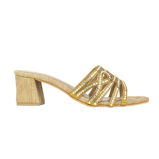 Edgy Bronze Block Heel Sandals