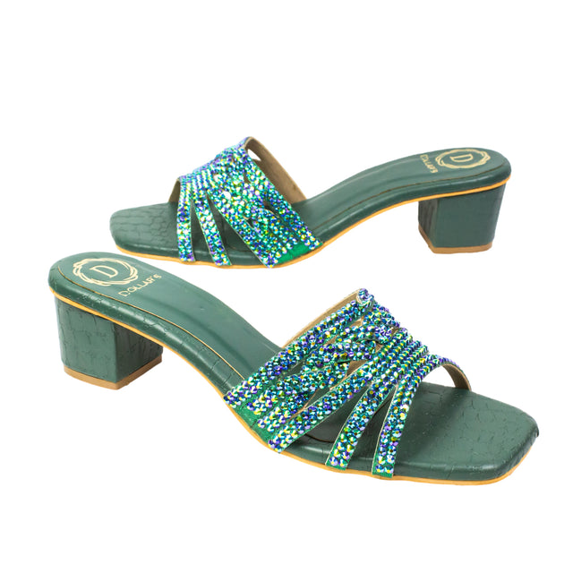 Salwa Versatile Glitter Green Block Heel Sandals