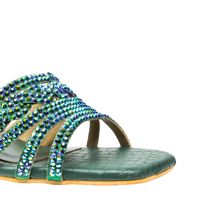Salwa Versatile Glitter Green Block Heel Sandals