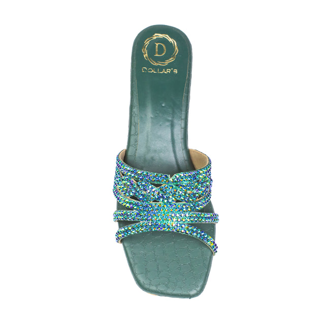 Salwa Versatile Glitter Green Block Heel Sandals