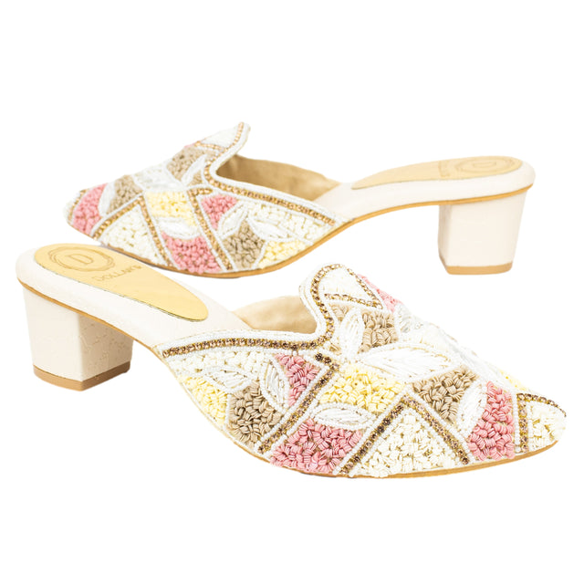 Sophisticated-casual Cream Block Heel Sandals