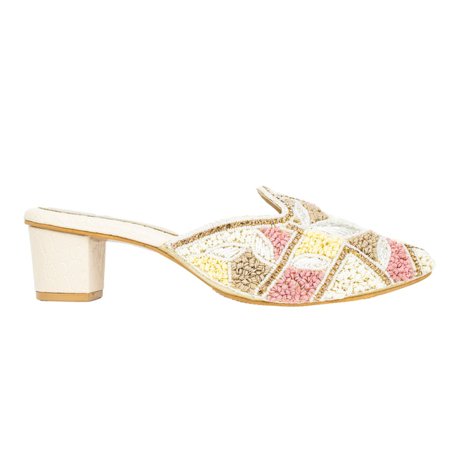 Sophisticated-casual Cream Block Heel Sandals