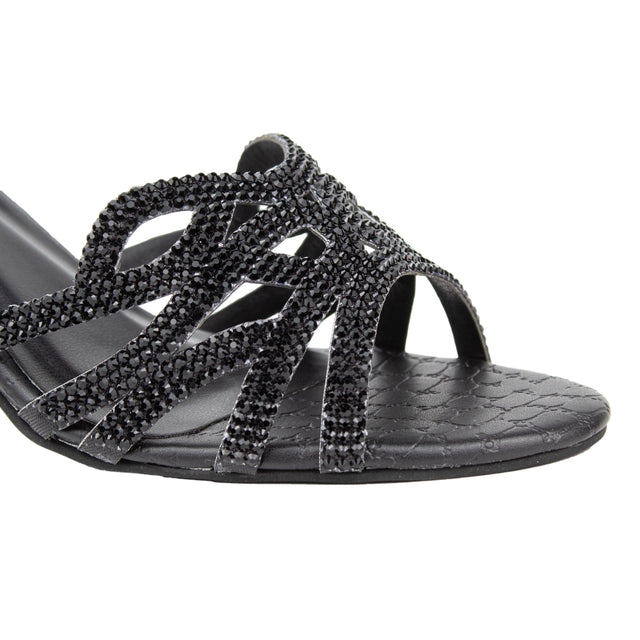 Leila Women Handcrafted Black Heel Sandals