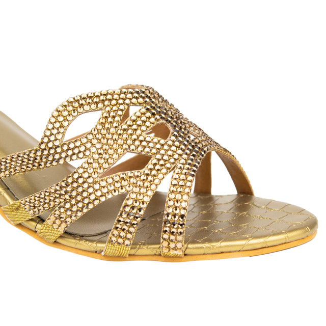 Leila Women Handcrafted Bronze Heel Sandals