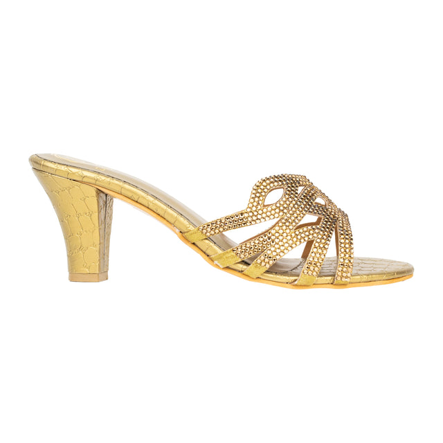 Leila Women Handcrafted Bronze Heel Sandals