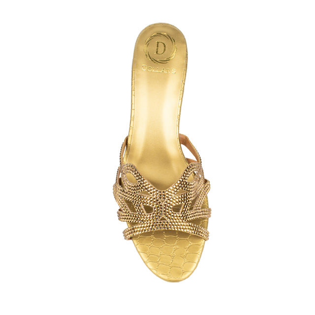 Leila Women Handcrafted Bronze Heel Sandals