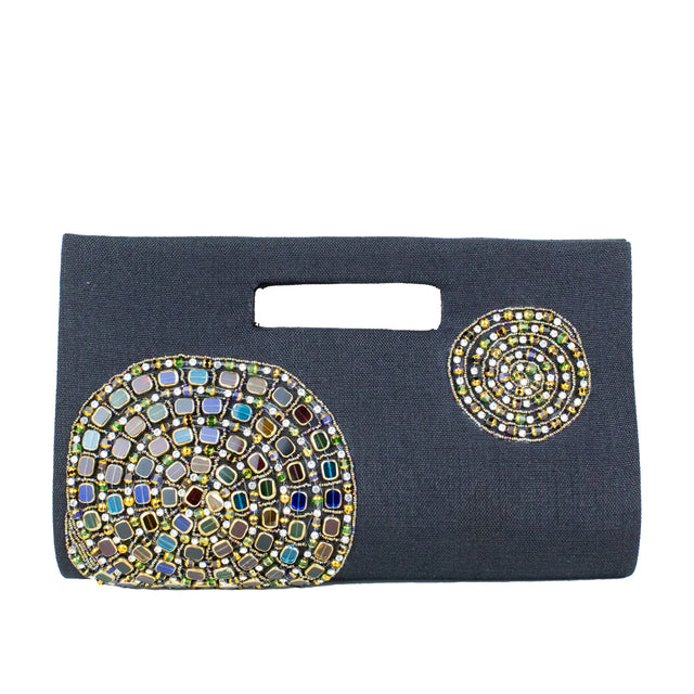 Black Handcrafted Crystal Embellished Jute Handbags