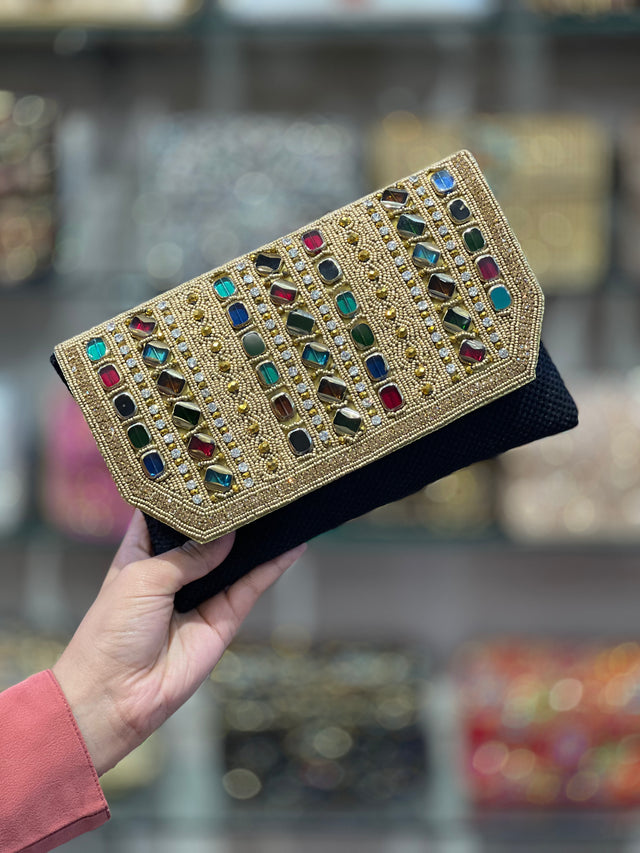 Handcrafted Black Crystal Purse