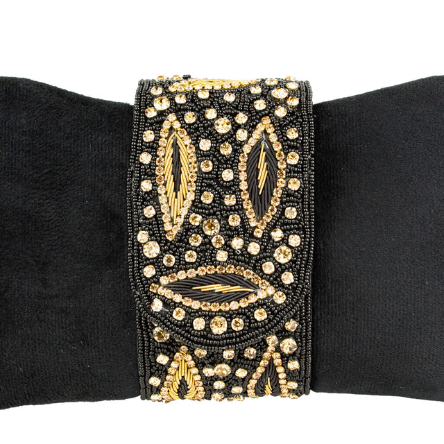 Handcrafted Black Gold Crystal Purse