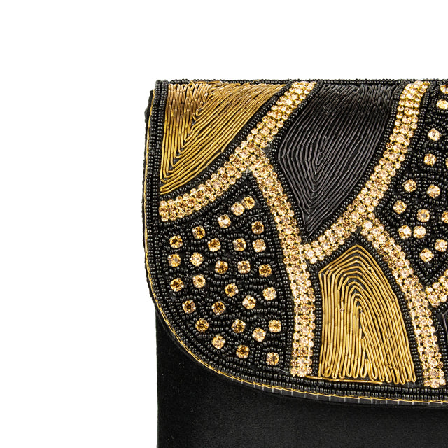 Handcrafted Black Gold Crystal Purse