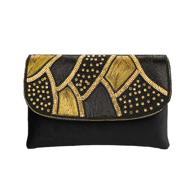 Handcrafted Black Gold Crystal Purse