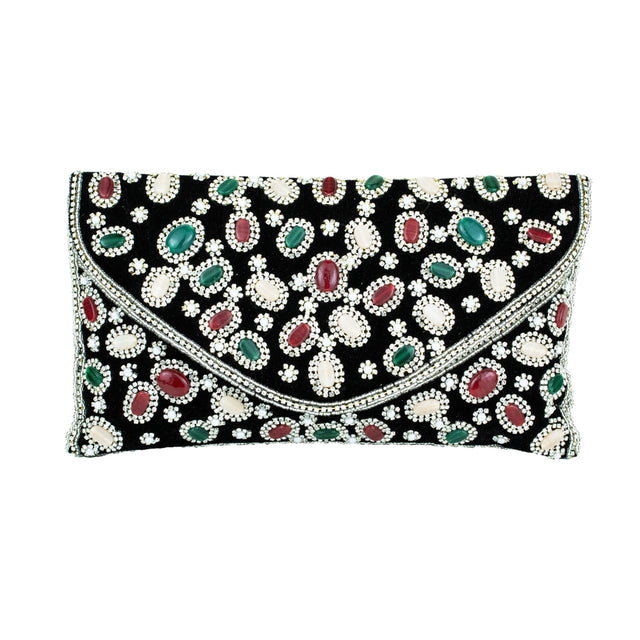 Silver Handcrafted Authentic Jute Crystal Embellished Handbags