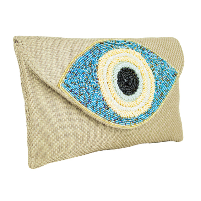 Brown Handcrafted Crystal Jute Handbags