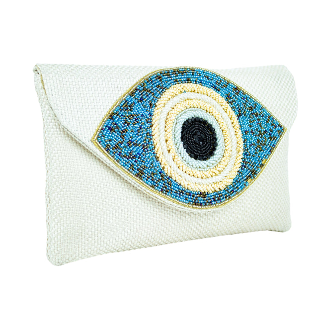 Cream Handcrafted Jute Crystal Embellished Handbags