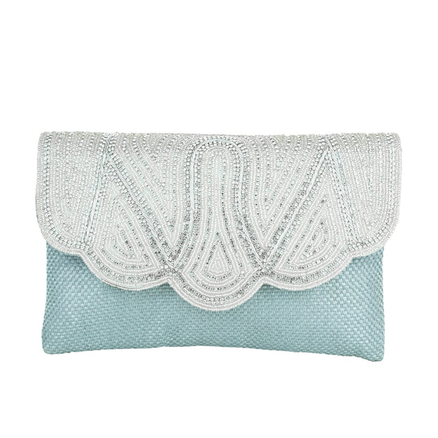 Silver Handcrafted Authentic Jute Crystal Embellished Handbags