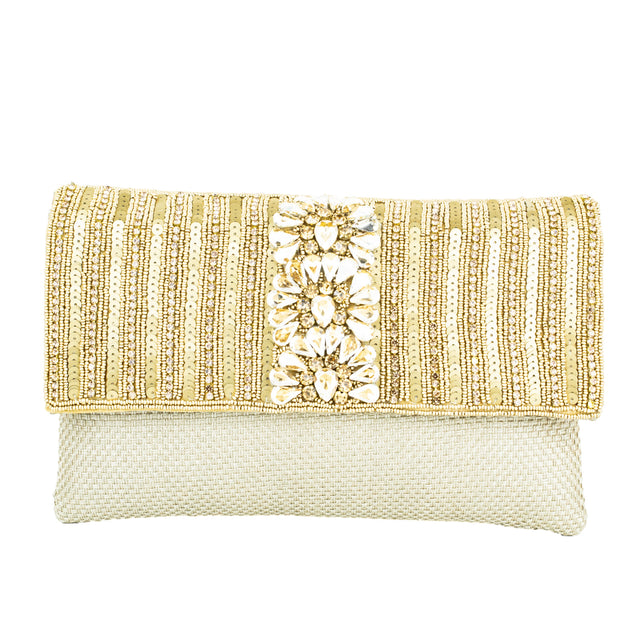 Brown Handcrafted Crystal Jute Handbags
