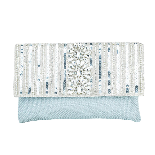 Silver Handcrafted Authentic Jute Crystal Embellished Handbags