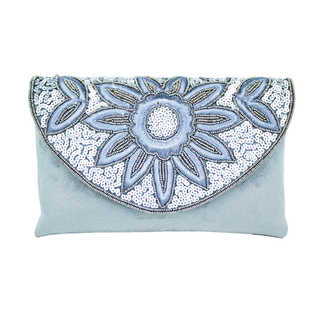 Handmade Nasira Grey Clutch Bag