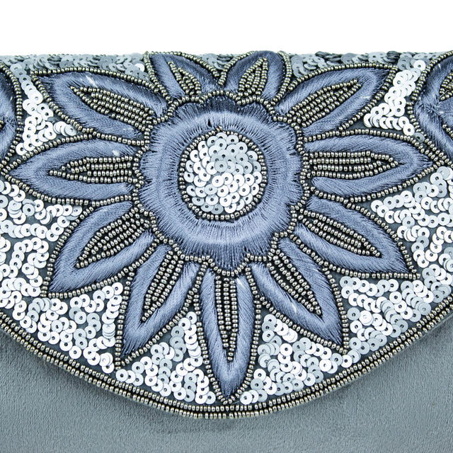 Handmade Nasira Grey Clutch Bag