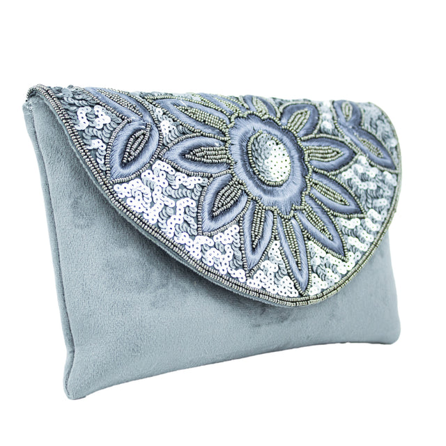 Handmade Nasira Grey Clutch Bag