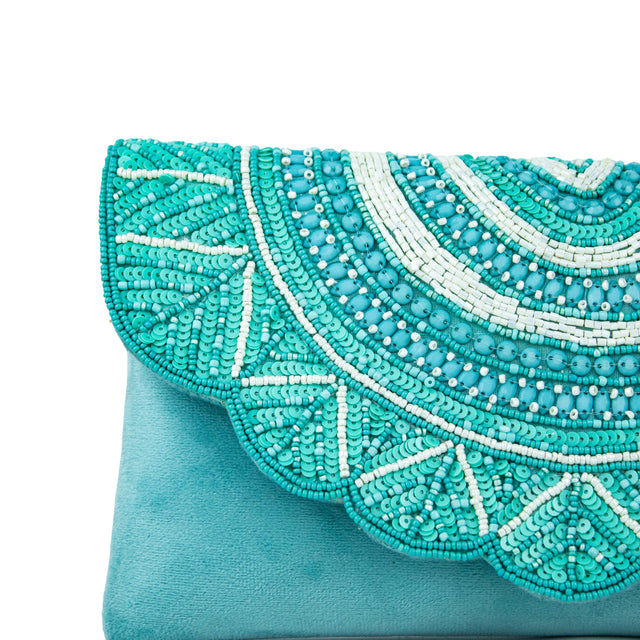 Handmade Fatima Light Blue Clutch Bag
