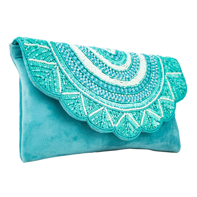Handmade Fatima Light Blue Clutch Bag
