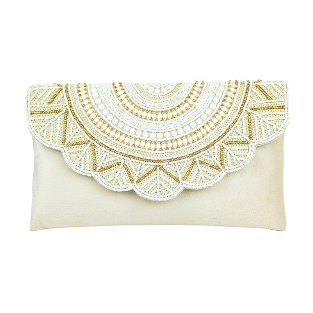Handmade Fatima Cream Clutch Bag