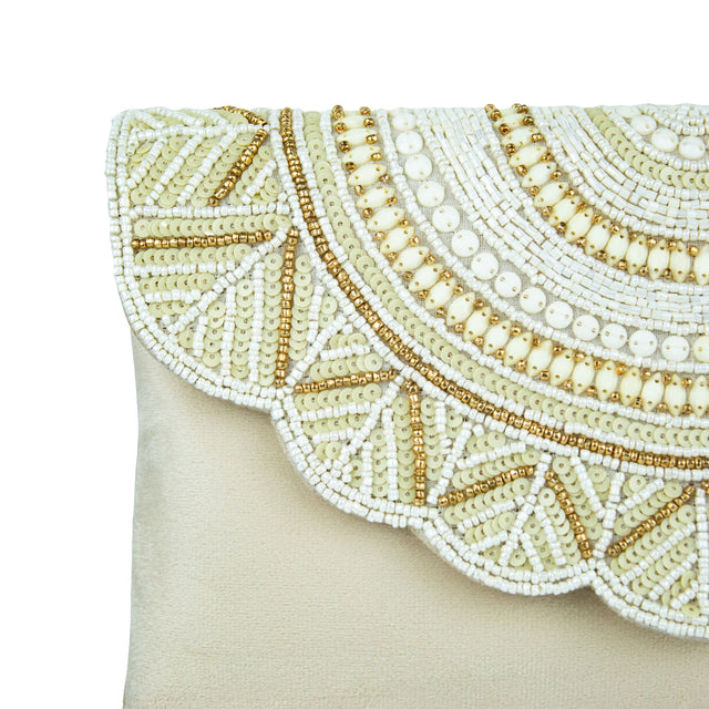 Handmade Fatima Cream Clutch Bag