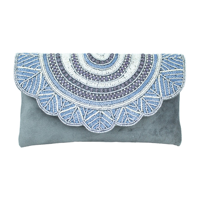 Handmade Fatima Grey Clutch Bag