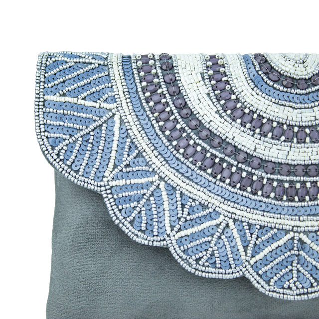 Handmade Fatima Grey Clutch Bag