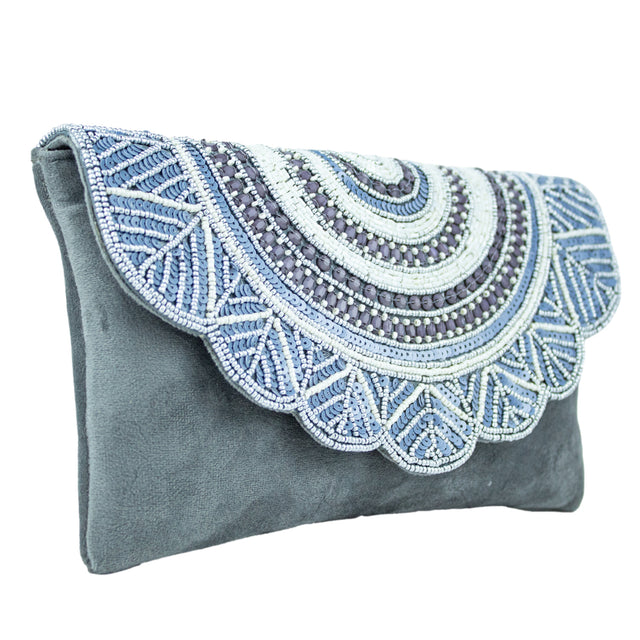 Handmade Fatima Grey Clutch Bag