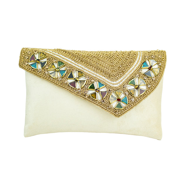 Handmade Hoor Cream Clutch Bag