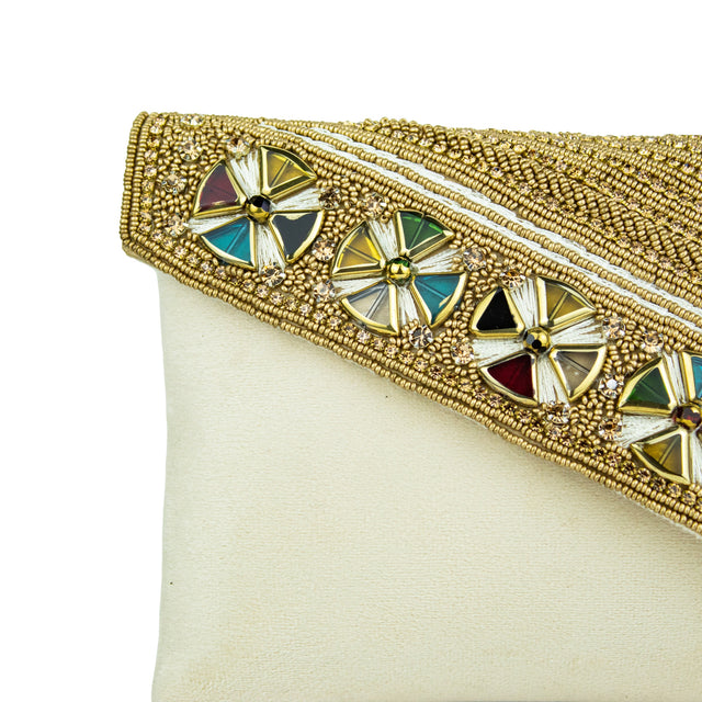 Handmade Hoor Cream Clutch Bag