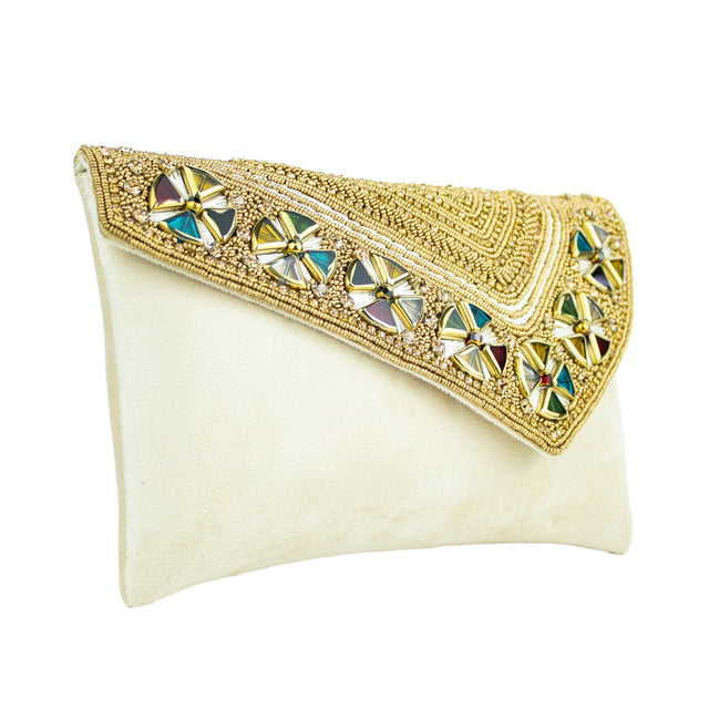 Handmade Hoor Cream Clutch Bag