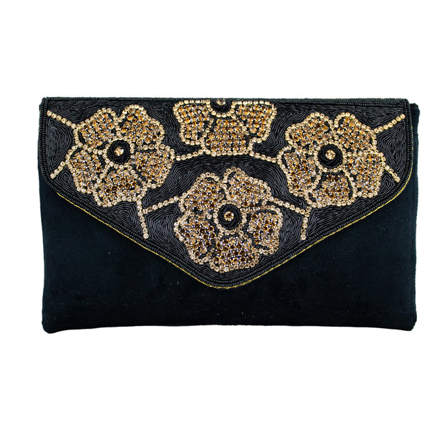 Handmade Isra Black Gold Clutch Handbag