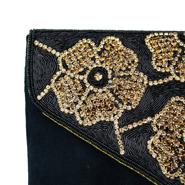 Handmade Isra Black Gold Clutch Handbag