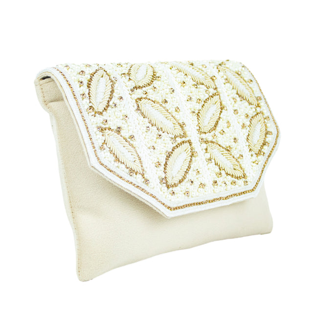 Handmade Jannah Cream Clutch Handbag